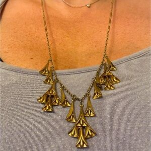 J. Crew Floral Chandelier Brass Necklace